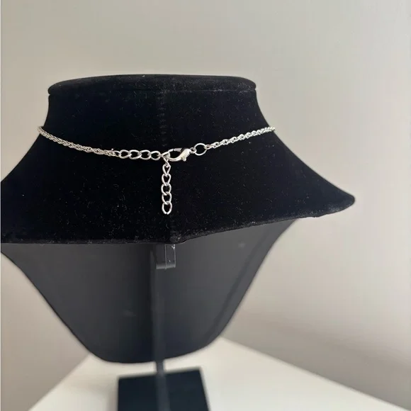 Silver Swan Pendant Necklace with Red Crystal Accents - Picture 7 of 9